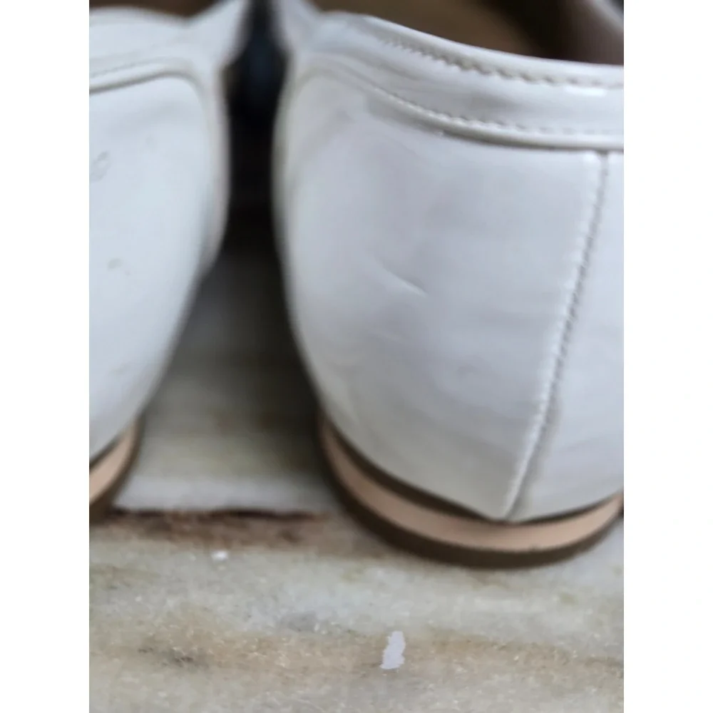 LifeStride GCREACH Womens 8.5M Beige White Patent Pointed‎ Toe Ballet Flats VTG